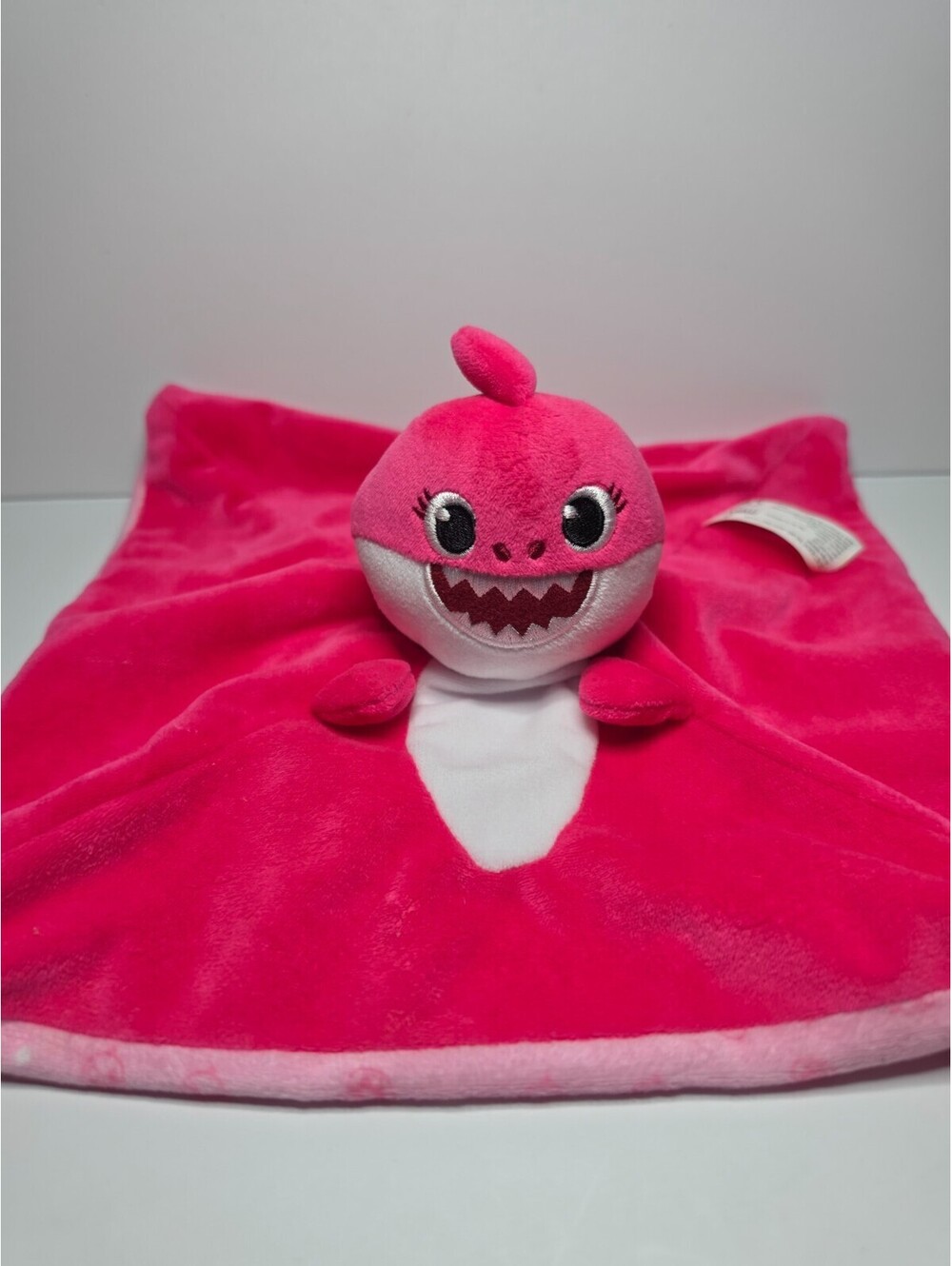 Pink Fong Lovey Wow Wee Baby Shark Security Blanket Snuggle Pink Plush EUC
